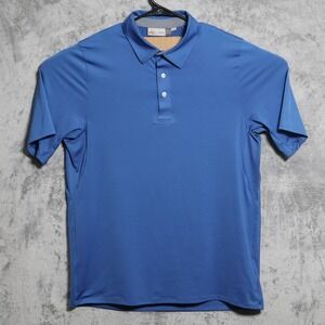 KJUS Soren Polo Shirt Mens Medium Blue Golf Performance UPF 50+ Stretch Collared